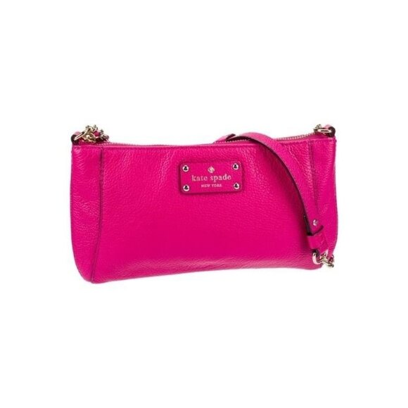 Kate Spade Pink Leather Chain-Link Zip Shoulder Bag - Picture 1 of 5